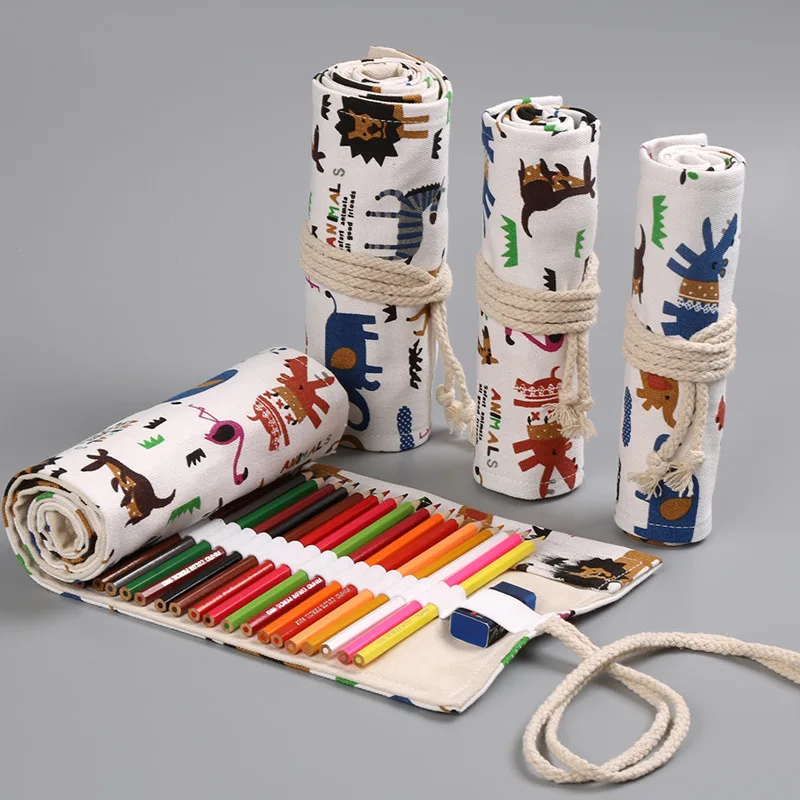 

Canvas pen 24 color color pencil shade curtain 48 hole cartoon and 36 color pencil bags