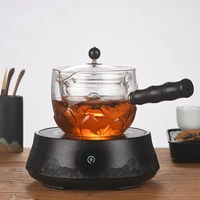 heat resistant glass teapot with wood handle gravity filter lid heated container tea pot water kettle for kitchen cooking tools