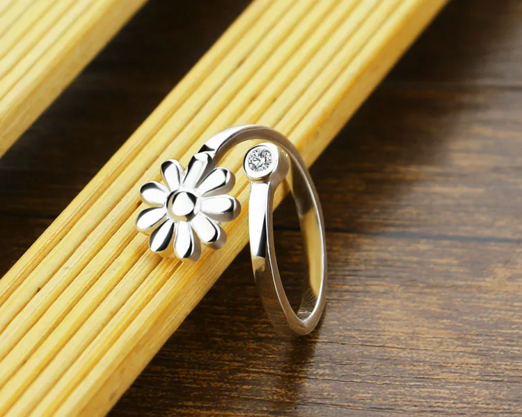 Женское кольцо из серебра 925 пробы с цветком хризантемы | Украшения и аксессуары