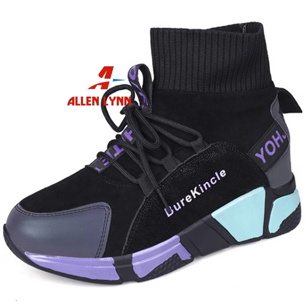 ALLENLYNN/Модные женские носки стильные высокие кроссовки на толстой платформе со