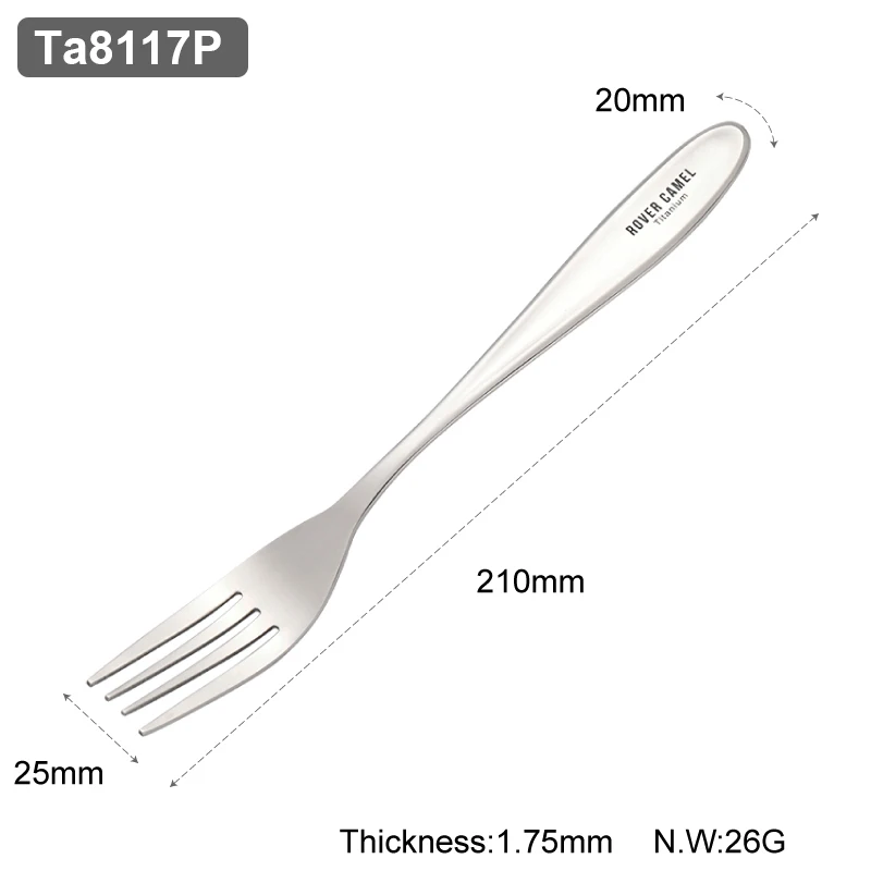 Ta8117P-RC Ровер верблюд титановая полированная ложка, вилка, столовые приборы, набор облегченных обеденных вилок, ложка для дома, походов, пикника - Цвет: Ta8117P-RC