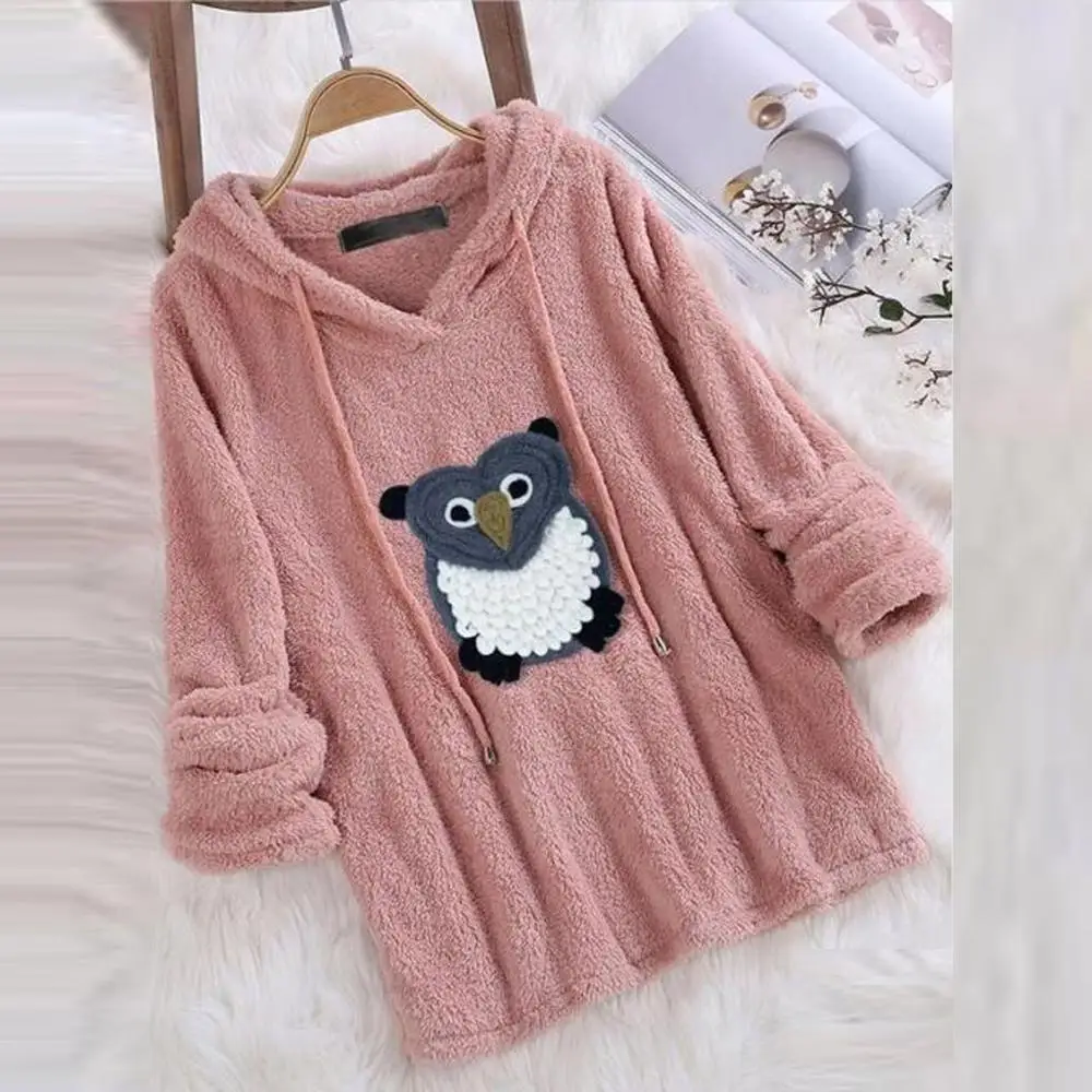 Большие размеры розовый женский с капюшоном длинный рукав пуховой свитер носки