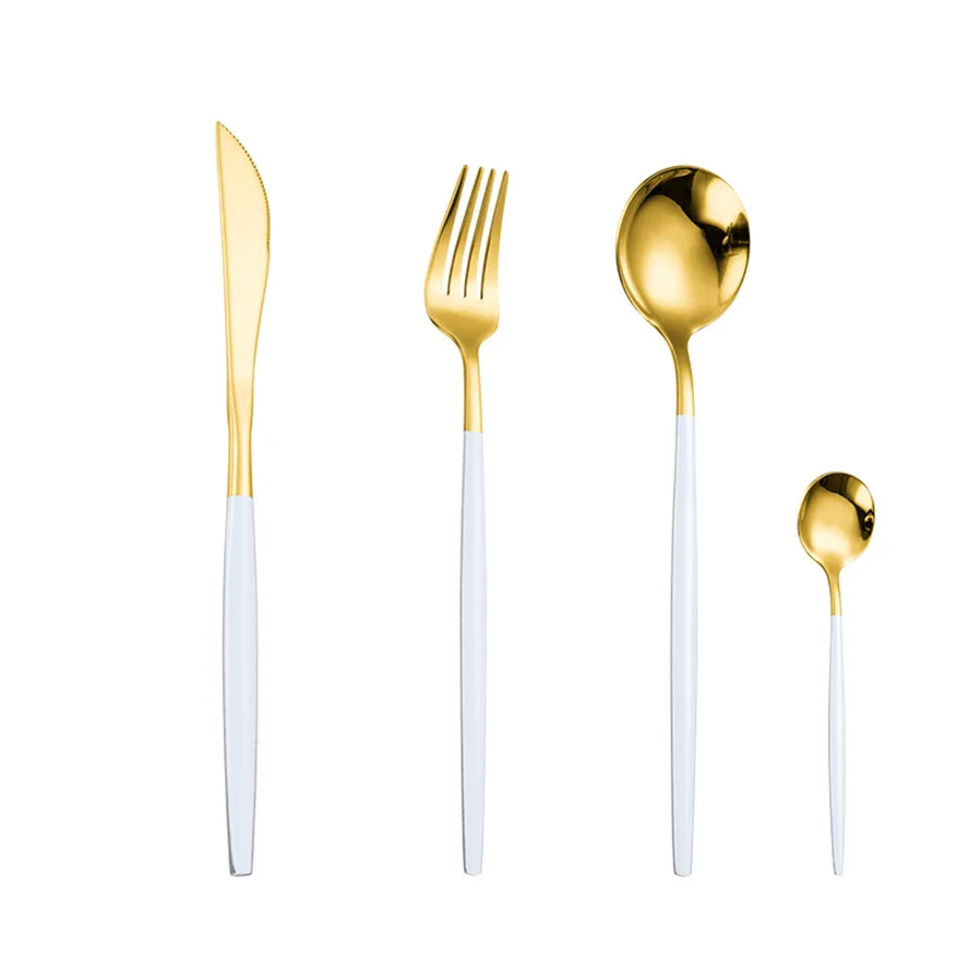 

4pcs Stainless Steel Cutlery Set Dinnerware 18/10 Dessert Knife Forks and Spoon Set Silverware Kitchen Tableware Flatware Set