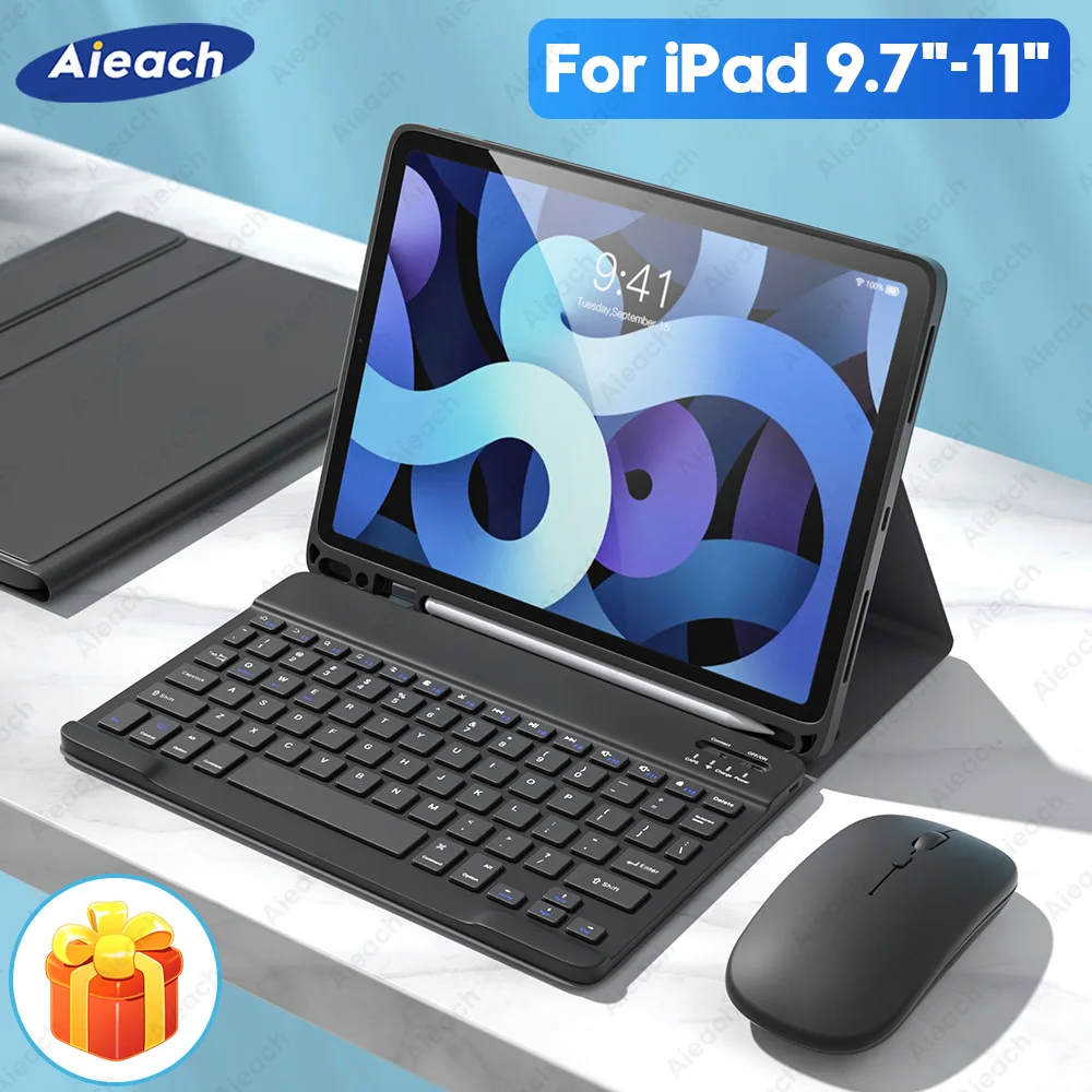 

AIEACH Touchpad Mouse Keyboard Case For iPad Air 4 3 2 1 Pro 11 10.5 9.7 Case 2020 2021 For iPad 8th 7th 6th 5th Generation Case