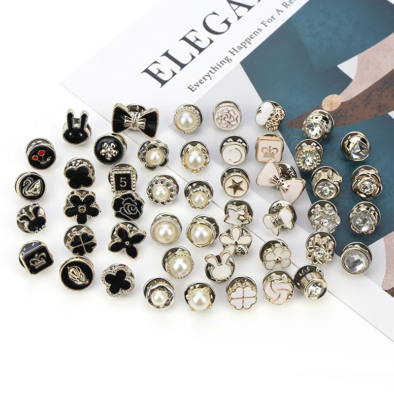 Модные регулируемые черные эмалевые пуговицы без шитья 10 шт. для рукоделия