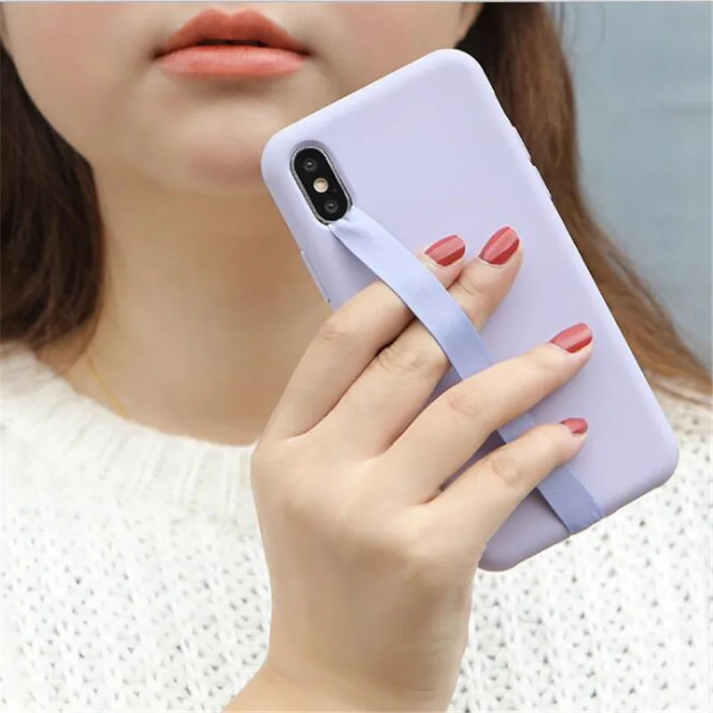 Mobile Phone Finger Holder Phone Sling PU Leather Grip One Hand Anti Slip Cartoon Phone Holder Secure Elastic Bandage Wristband