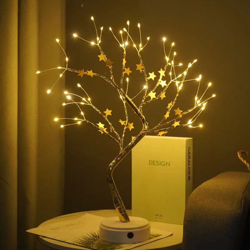 

Светодиодный ночник с медной проволокой, сказосветильник светильник с деревом, домашний декор, ночник с питанием от USB и питанием от аккумул...