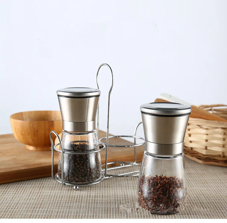 

1 Набор стеклянная мельница для перца кухонные принадлежности из нержавеющей стали приправы бутылки с полками соль перец мельница для перц...