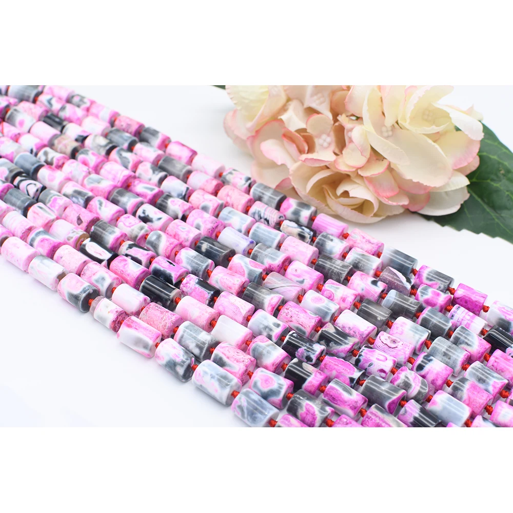 

2 strands 11X14mm Natural Smooth Columnar shape Pink Agate stone Beads For DIY necklace bracelet jewelry make 15 "free delivery