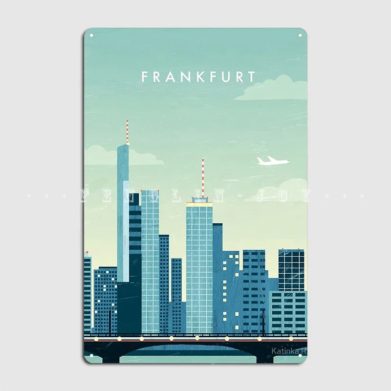 

Frankfurt Travel Poster Metal Sign Cinema Kitchen Mural Personalized Wall Decor Tin Sign Posters