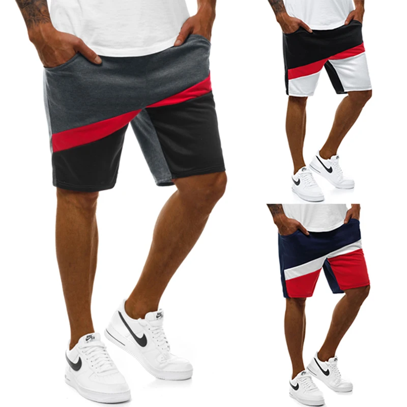 Мужские пляжные шорты повседневные двухцветные эластичные спортивные с