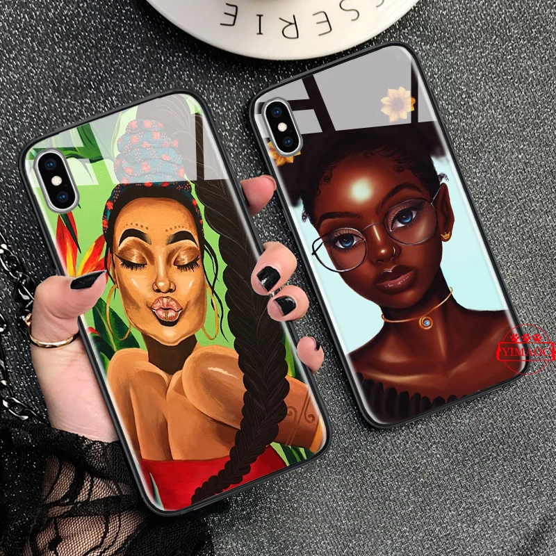 Черный волшебный женский стеклянный чехол для телефона Apple iPhone 11 Pro XR X XS Max 6 6S 7 8 Plus