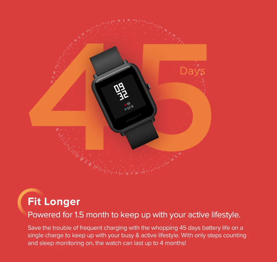 Amazfit Bip Lite Смарт-часы 45 дней Срок службы батареи 3ATM в соответствии со стандартом водонепроницаемости