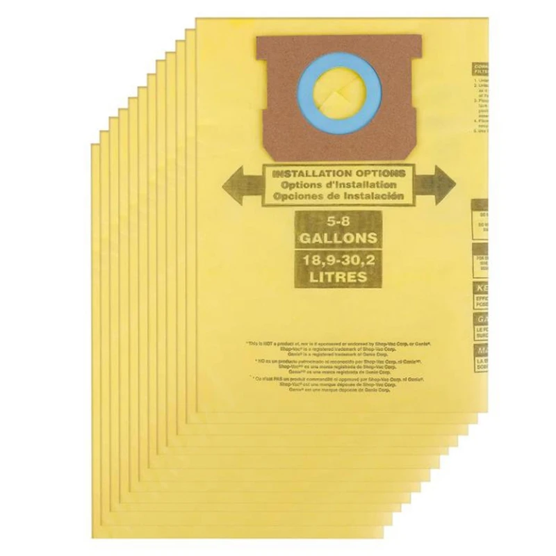 

12 Pack 9067100 Replacement Vacuum Bags Compatible For Shop Vac 5-8 Gallon Vacuum, Part 90671 Type H