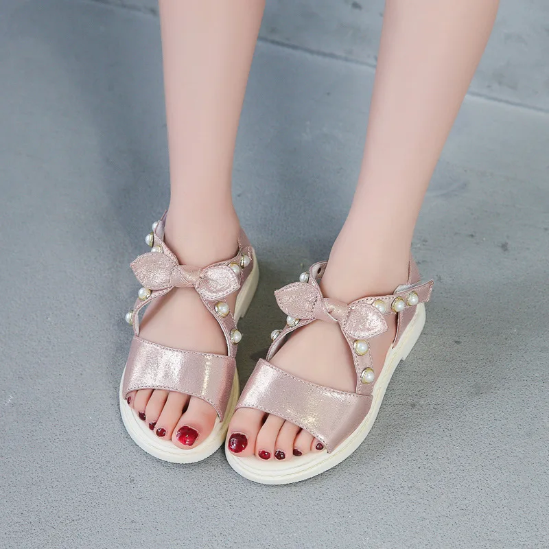 

AINYFU 2020 Summer New Children's Sandals Girls Sandals Little Girl Fashion Pearl Princess Shoes Baby Soft Bottom Shoes D125