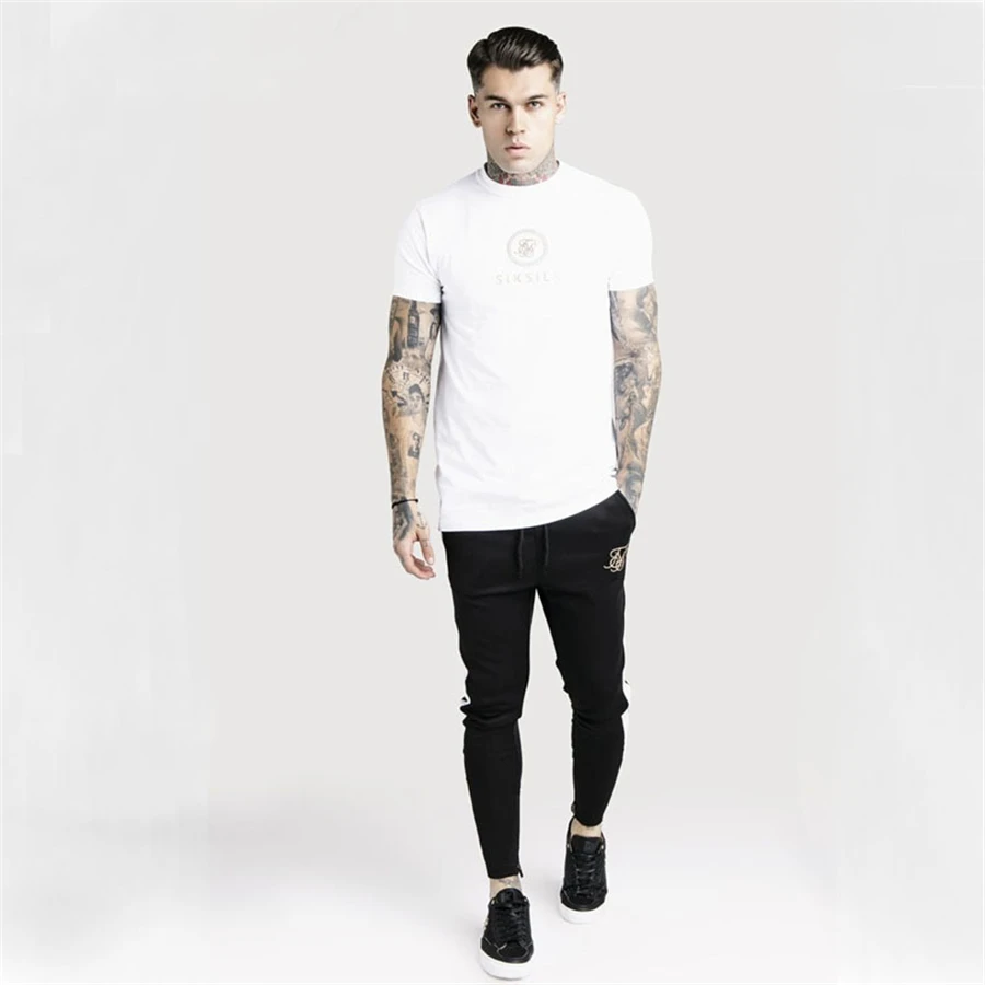 Мужская футболка с модным принтом siksilk, Мужская футболка с коротким рукавом, летняя новая мужская повседневная футболка, Мужская Уличная футболка в стиле хип-хоп