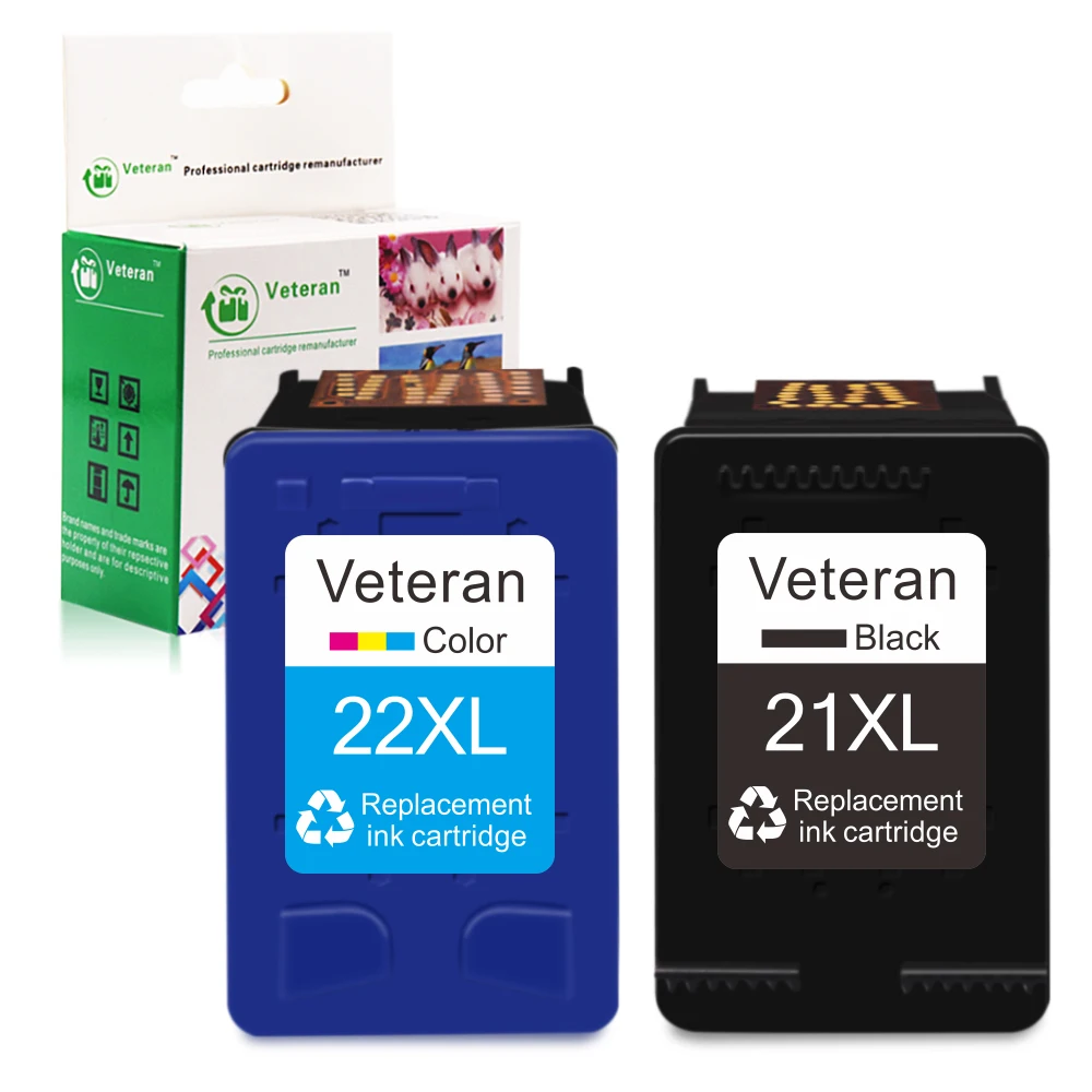 

Veteran Remanufactured 21 22 Xl Ink Cartridges for HP21 22 HP22 for Hp Deskjet F2280 F2180 F4180 F300 F380 F2100 F2200 Printers