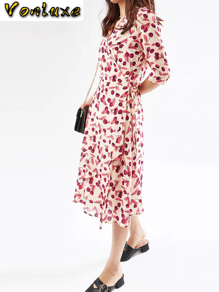 Женское винтажное платье из натурального шелка Элегантное Длинное Платье с