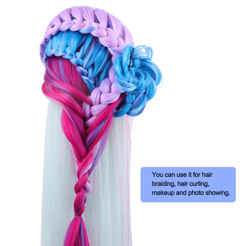 

DIANQI Colorful Synthetic Hair Mannequin Head For Hairstyles Hairdressing Training Head Dummy Doll Hair
