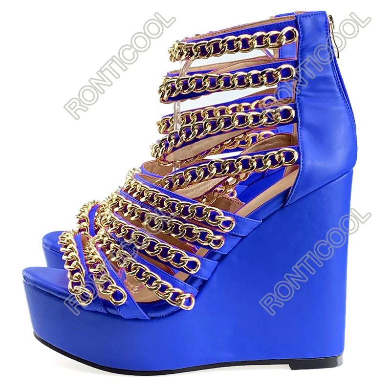 Женские сандалии с открытым носком на цепочке 11 цветов Размеры 35 45 47 52|Боссоножки