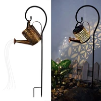 creative led watering can lights garden decor stake outdoor waterproof solar powered iron craft hollow light for lawn art lamp