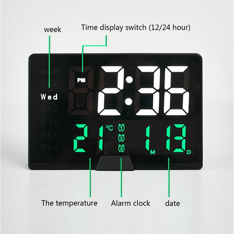 Электрический цифровой будильник светодиодные часы с беззвучным временем умный