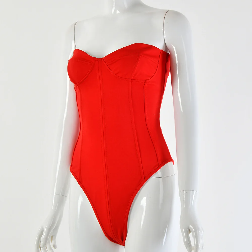 

Sexy women strapless Bodycon Bodysuits Basic Skinny Mini Top Jumpsuit For Women Backless Bustier Bodysuit Tops free shipping