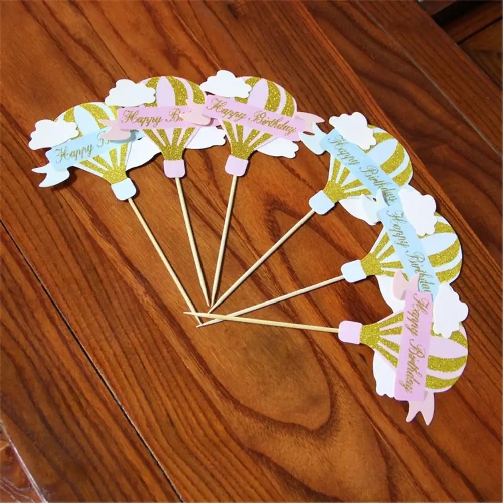 Торт украшение торт топперы-ярко-розовый горячий воздушный шар облако торта