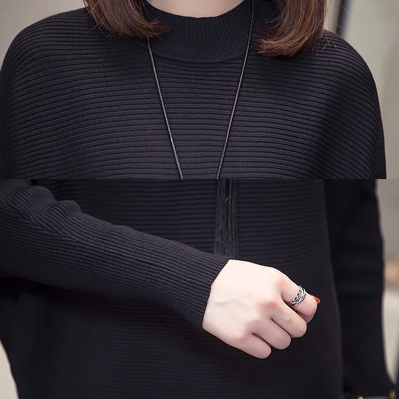 Черный вязаный костюм женский теплый комплект из 2 предметов брюки костюмы и топ