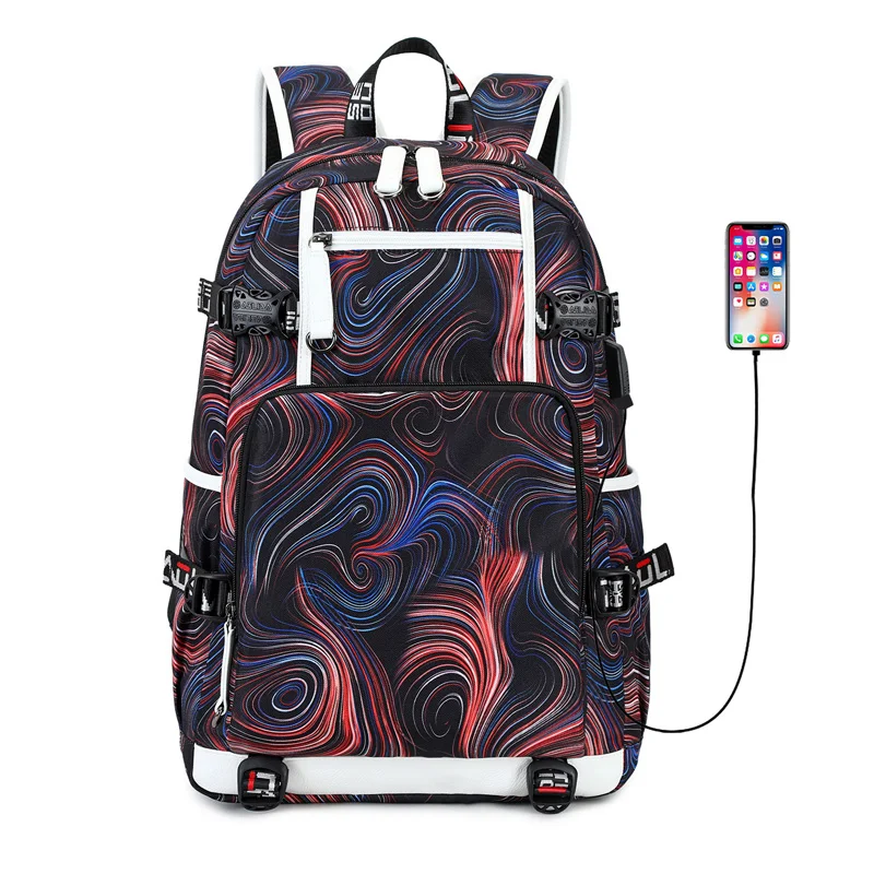 

Водонепроницаемый Школьный рюкзак для мужчин, рюкзак с принтом для компьютера, для отдыха и путешествий