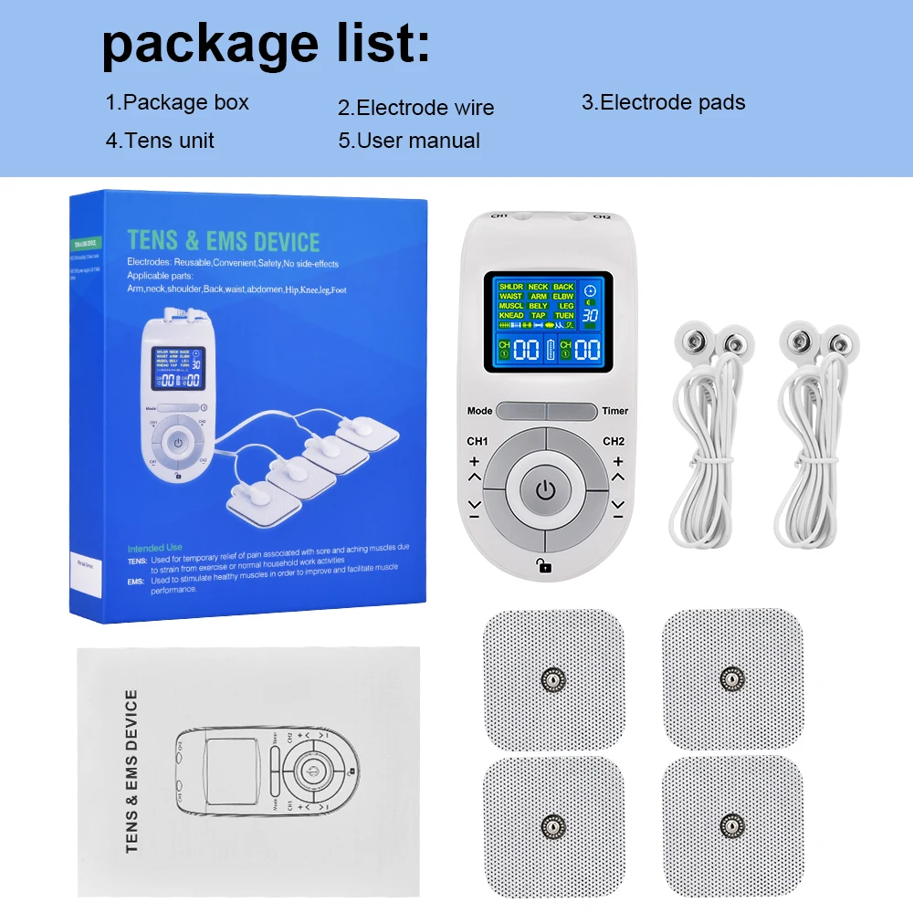 Массажер Tens Machine EMS Электро Терапевтический Инструмент Электрический Цифровой Стимулятор Нервов и Мышц с Низкой Частотой Физиотерапии.