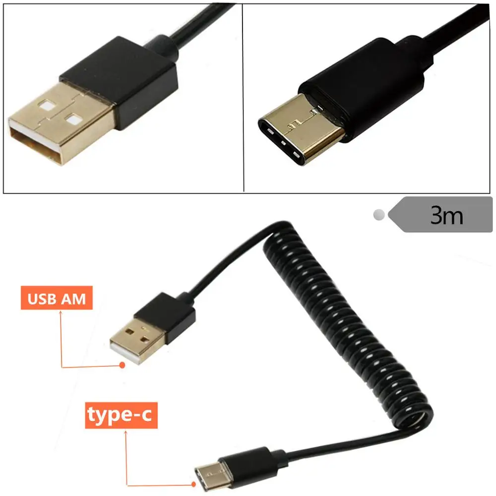Спиральный Кабель-адаптер USB 3 1 C-TYPE штекер-2 0 AM м фута | Компьютеры и офис