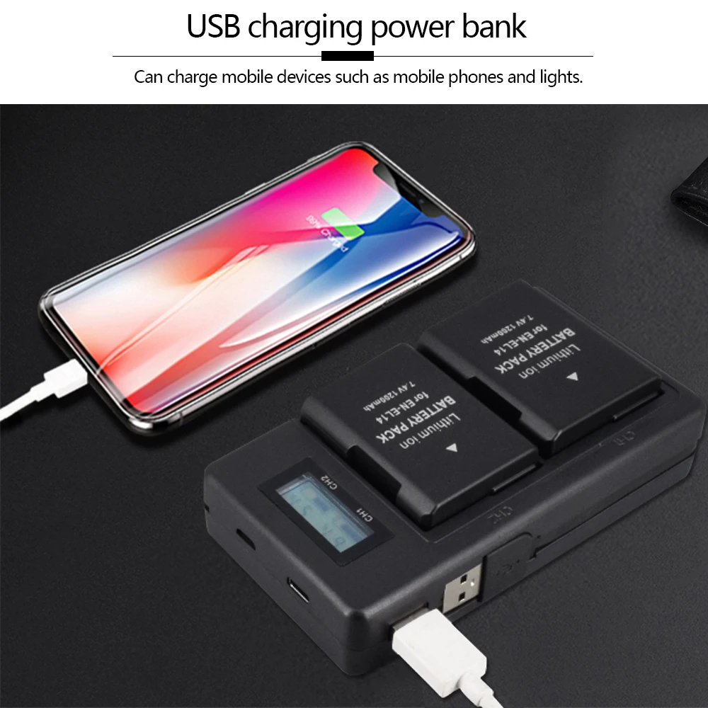 EN-EL14 EN-EL14a ENEL14 EL14 1200mAh аккумулятор + LCD USB двойное зарядное устройство для Nikon D3100 D3200