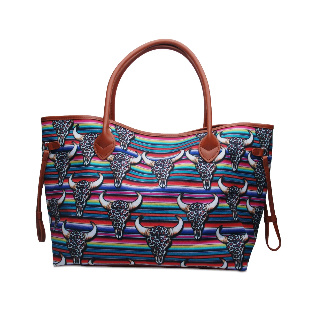 

1PCS Dropshipping Serape Bullskull Oversized Canvas Women Tote Leopard Casual Purse For Women's Handbag DOM112-1753