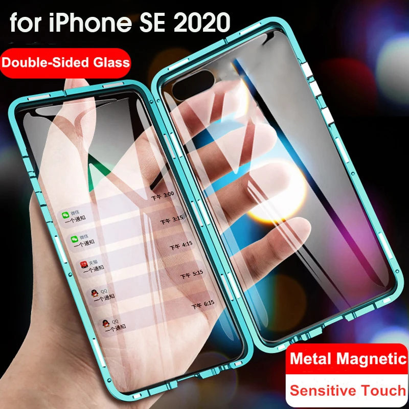 Чехол 360 для iPhone SE 2020 2 SE2 магнитный металлический чехол телефона se двухсторонний