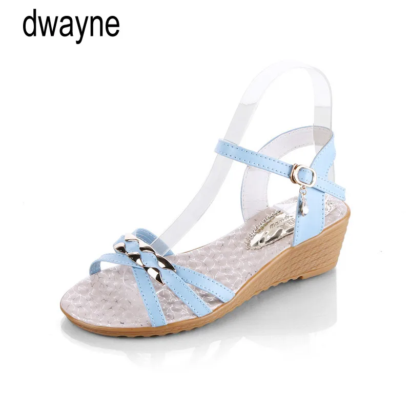 

New Summer ladies gladiator Bule Beige sandals Casual Women High Heel Wedges Platform Casual Flat beach Sandals 239