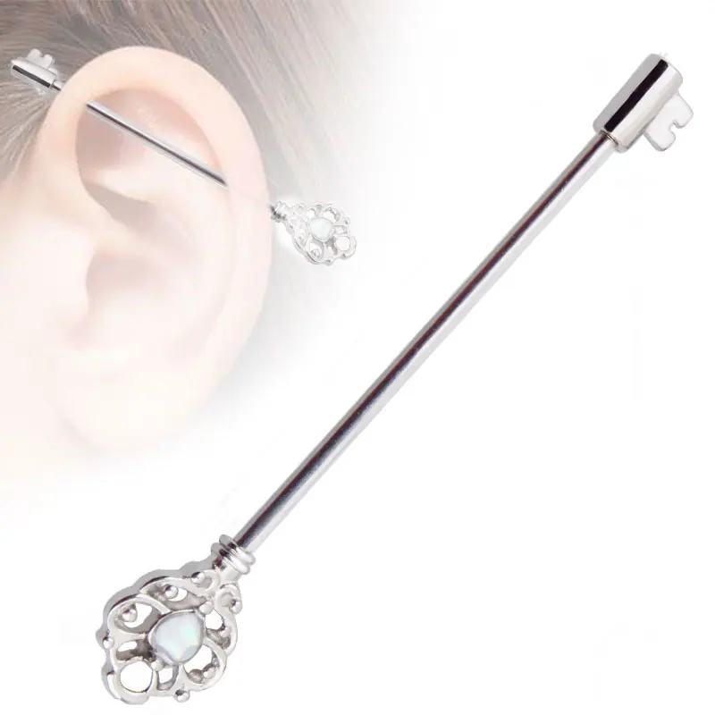 Новый модный пирсинг для козелка уха в виде ключа Промышленная Штанга серьга