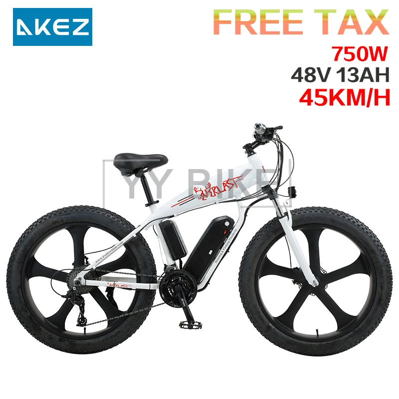 

Электрический велосипед AKEZ для взрослых с толстыми шинами, 26 дюймов * 4,0, 750 Вт, 48 В, 13 Ач, электровелосипед, мобильность, горный велосипед, внед...