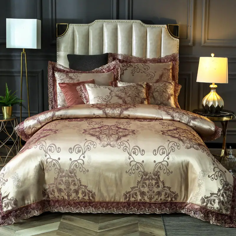 Европейский жаккардовый Шелковый/хлопковый комплект постельного белья
