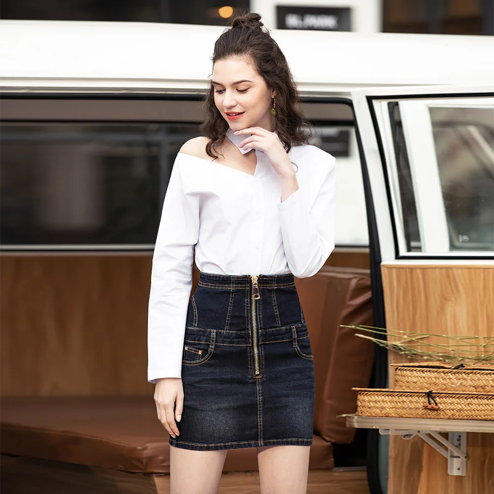 

2020 новые летние Высокая талия ремень бедра, джинсовая юбка Большие размеры Обтягивающая одежда юбка на молнии Короткая юбка джинсовая юбка