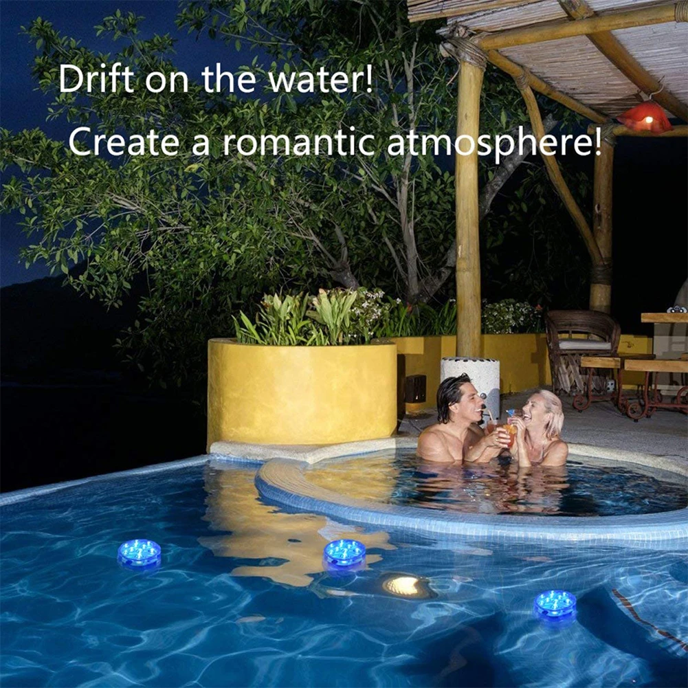 

Underwater 10LEDs Light Party Pond Spa Swim Pool Garland Battery Powered Colorful P68 Waterproof Plastic Flashing Floating Light