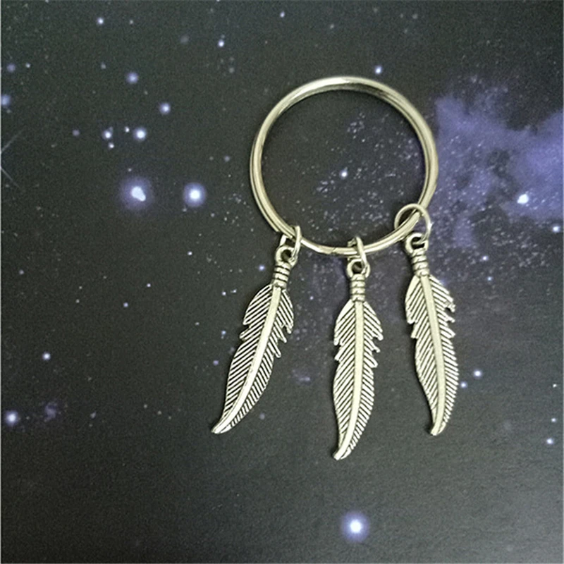 Брелок с подвеской в виде пера брелок перьями стиль Женский античное серебро