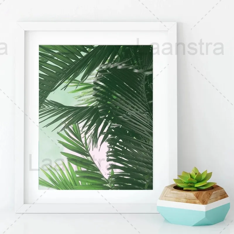 

Nordic Decor Poster Palm Leaf Green Tropical Plant Wall Picture Canvas Painting Interior Home Decoration for Living Room Bedroom