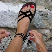 european and american style large size flat soled women sandals 2020 summer roman peep toe flat sandalia feminina shoes nvlx108