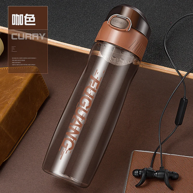 Прозрачная пластиковая спортивная чашка для воды портативная Минималистичная