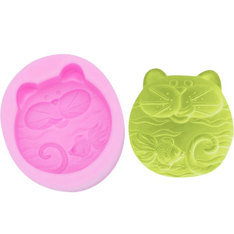 Hot Sale Diy Sugar Craft Cake Goldfish Cartoon Cat Silicone Mold Fondant Chocolate Handmade Soap Mould Decorating Tool | Дом и сад
