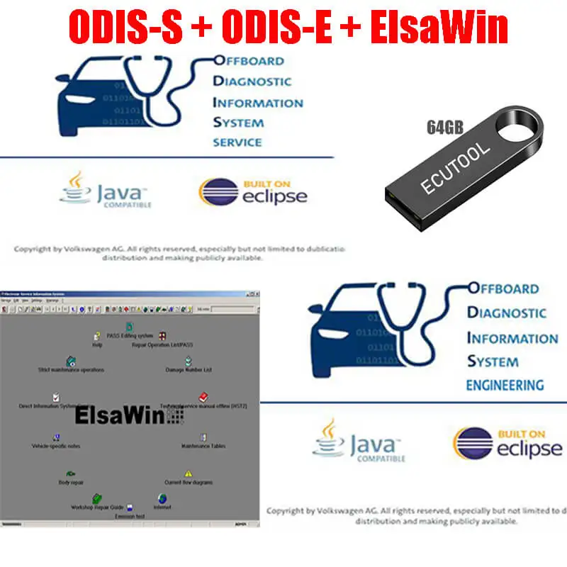 VAG ODIS-S V5.26 ODIS-E V11 инженерное программное обеспечение Elsawin 6 0 с видео установки в 64