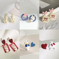 new cute rabbit stud earrings japanese cartoon simple temperament love rabbit earrings girls ear jewelry wholesale gifts jewelry