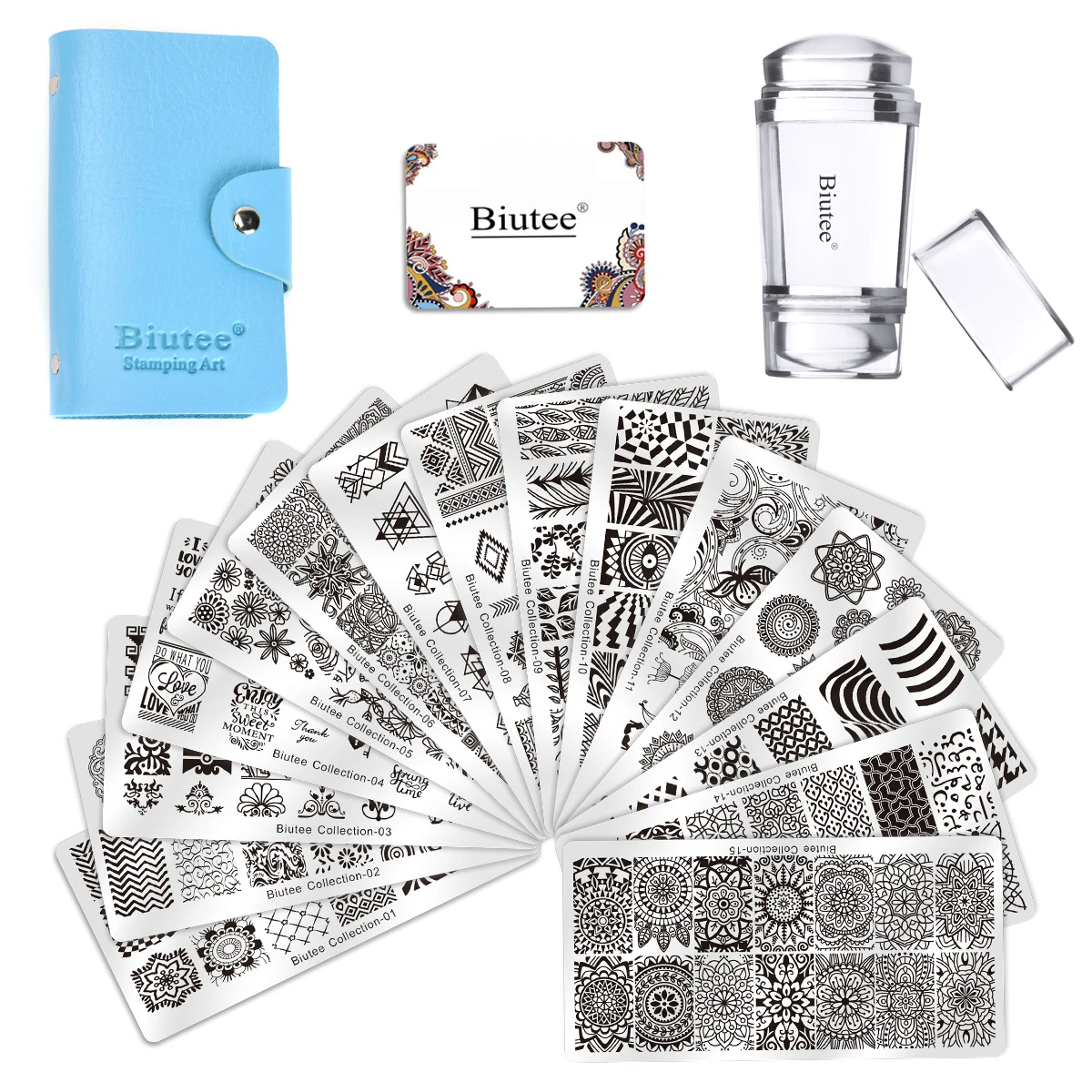 Набор пластин для штампов Biutee шаблоны стемпинга 19 шт. в ассортименте|Шаблоны