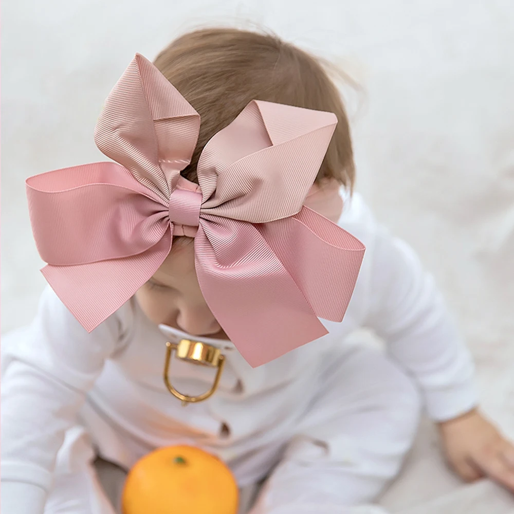 Красочная большая заколка для волос с бантом маленьких девочек однотонная лента